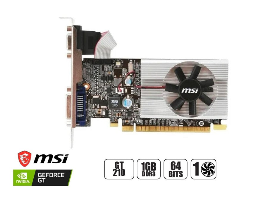 TARJETA DE VIDEO MSI GT 210 1GB DDR3 NVIDIA 64 BITS, N210, 1 VENTILADOR